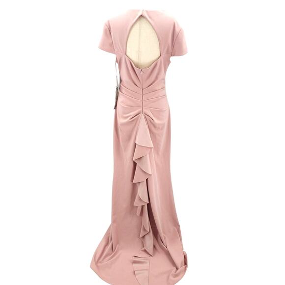 XSCAPE 14 1x plus pink Allison Scuba Crepe Ruffle Cutout Maxi Formal Dress B118 - Picture 4 of 12